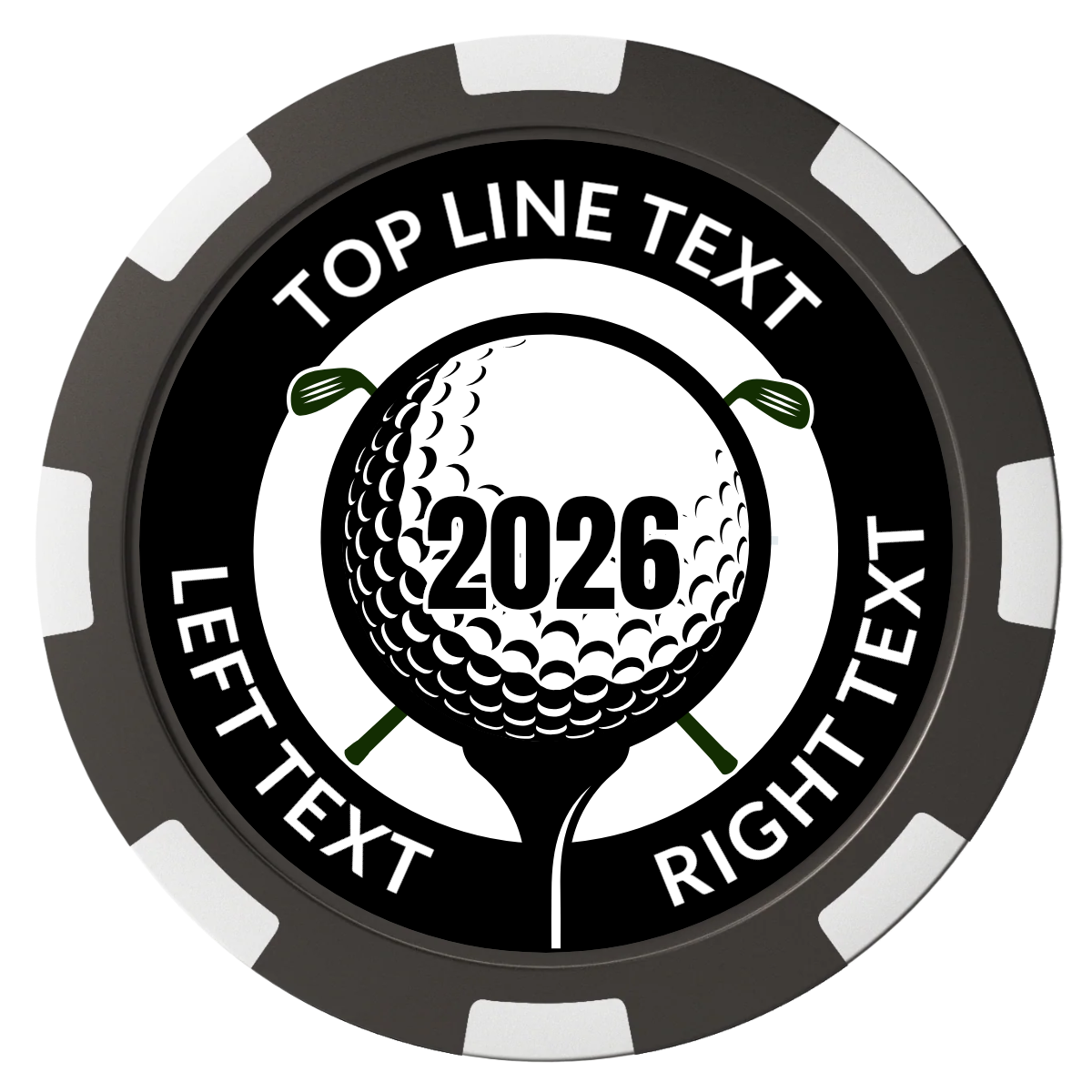 Tee it up Magnetic Composite Poker Chips - Black / 8 Spot - Back