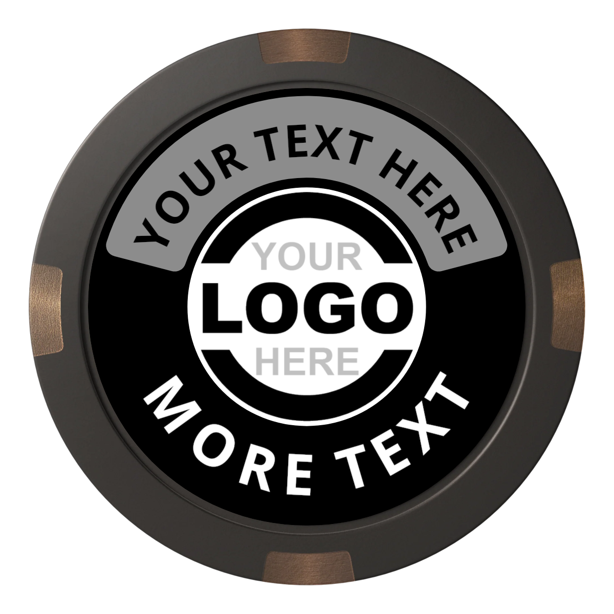 Two Tone Logo Composite & Metal Hybrid Poker Chips - Black - Front