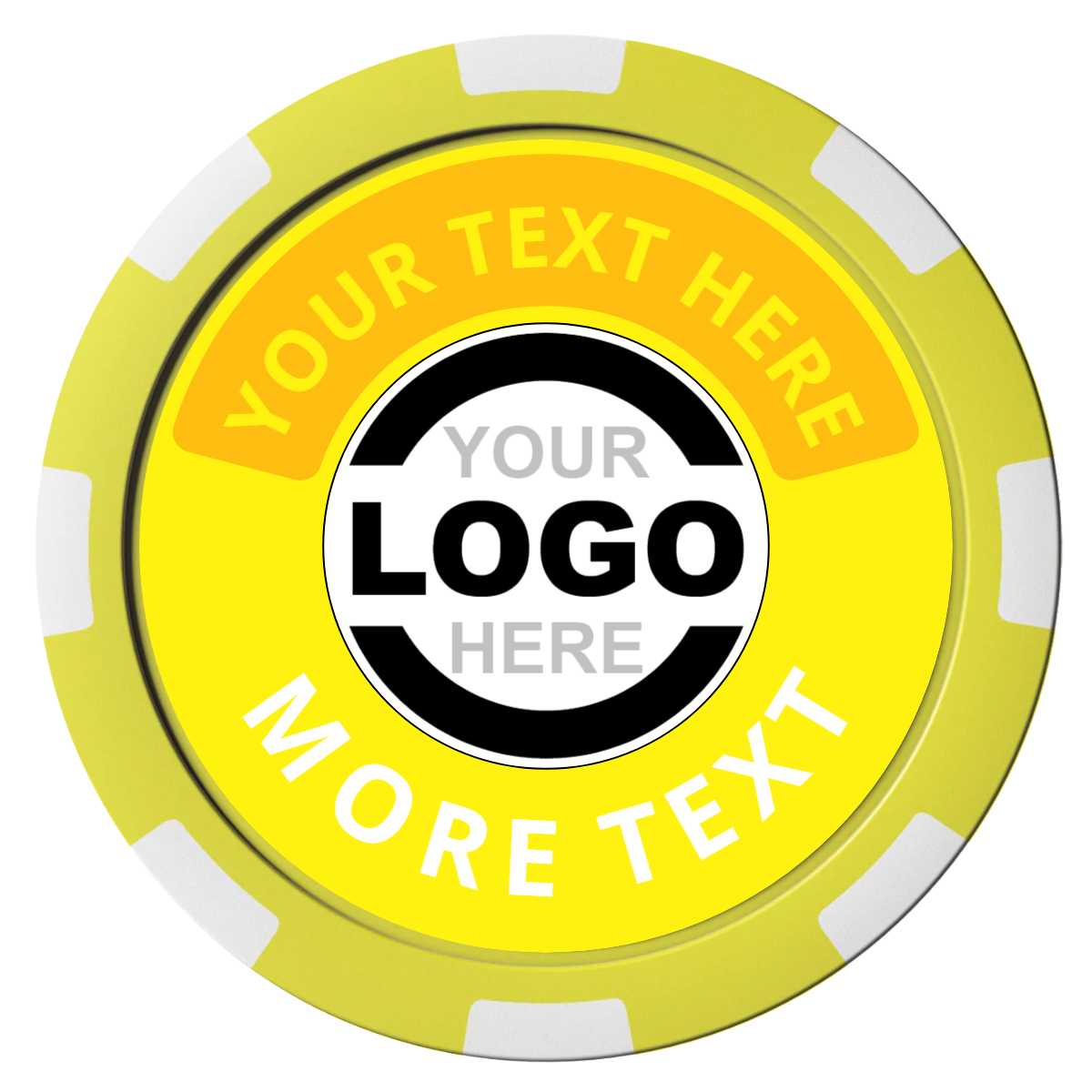 Two Tone Logo Composite Poker Chips - Yellow / 8 Spot - Front