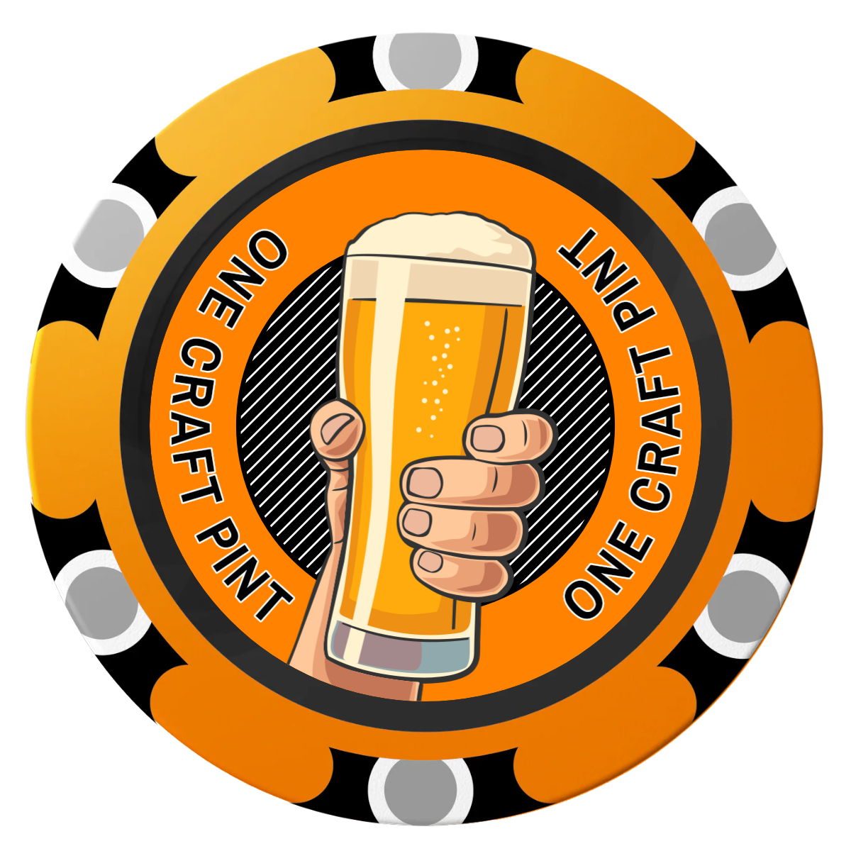 Drink On Us Clay Poker Chips - Orange / Monte Carlo / 40mm - Front