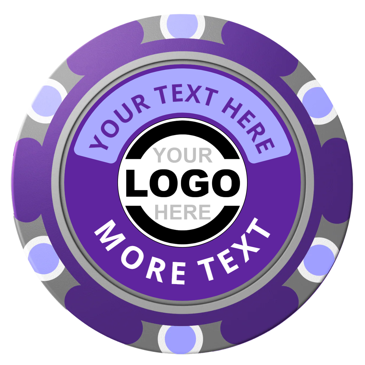 Two Tone Logo Clay Poker Chips - Purple / Monte Carlo / 40mm - Front