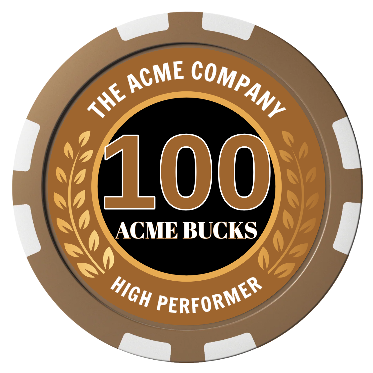 Achievement Wreath Composite Poker Chips - Brown / 8 Stripe - Front