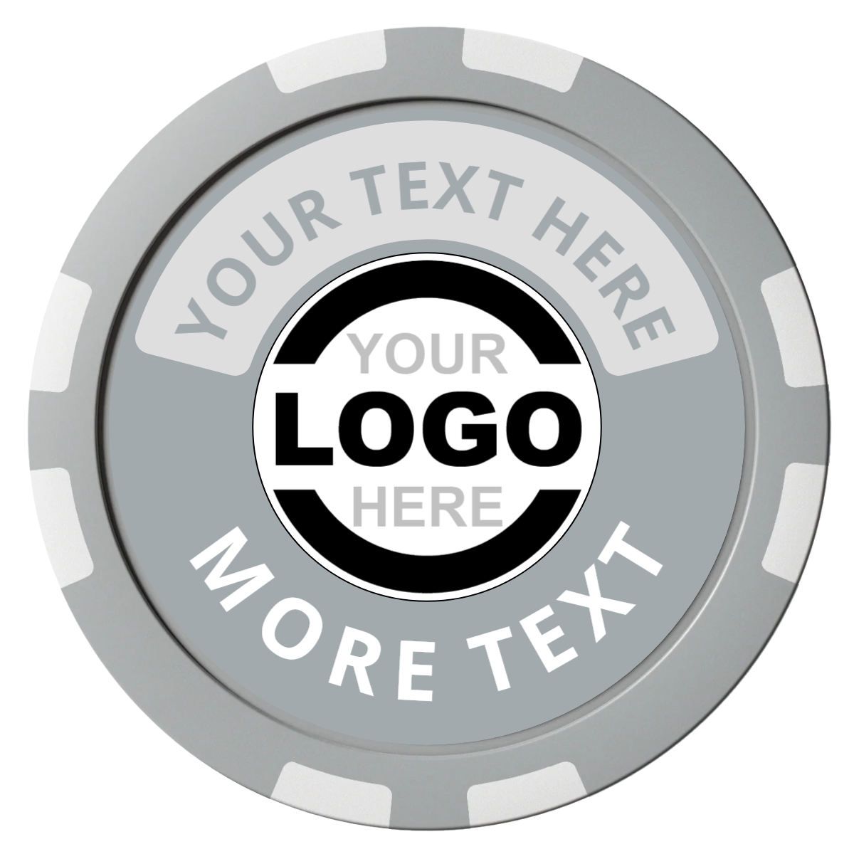 Two Tone Logo Composite Poker Chips - Gray / 8 Stripe - Front
