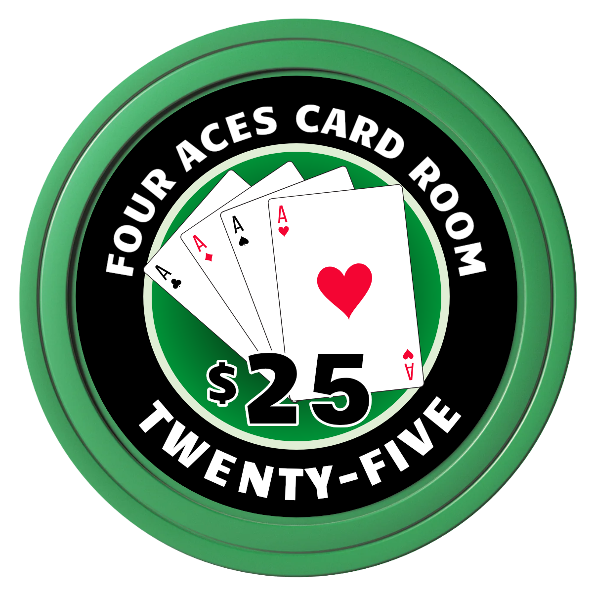 4 Aces Poker Room Composite Poker Chips - Green / Solid - Front