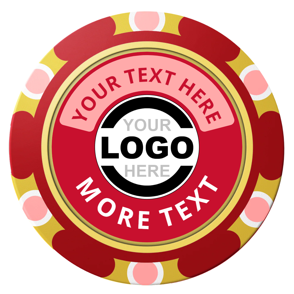 Two Tone Logo Clay Poker Chips - Red / Monte Carlo / 40mm - Front