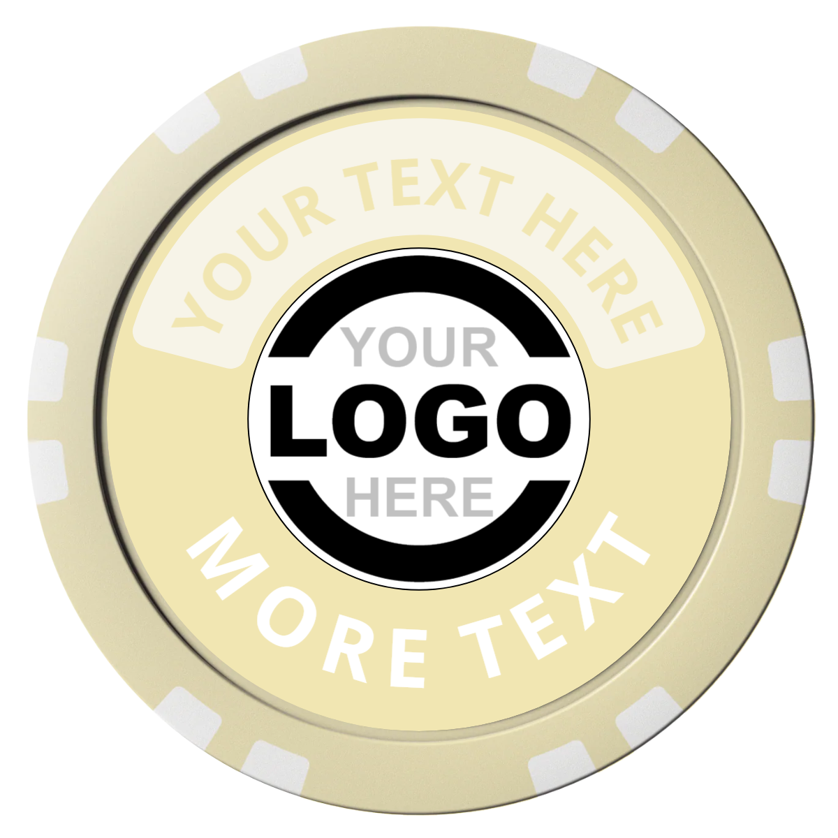 Two Tone Logo Composite Poker Chips - Ivory / Double Stripe - Front