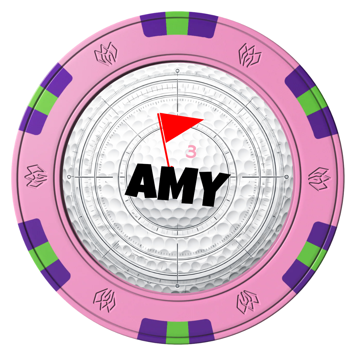 Ball Marcus Jr. Clay Poker Chips - Pink / 6 Spot Gem / 40mm - Front