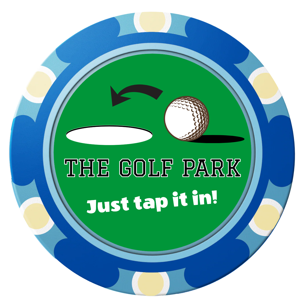 Golf Slogan Clay Poker Chips - Blue / Monte Carlo / 40mm - Front