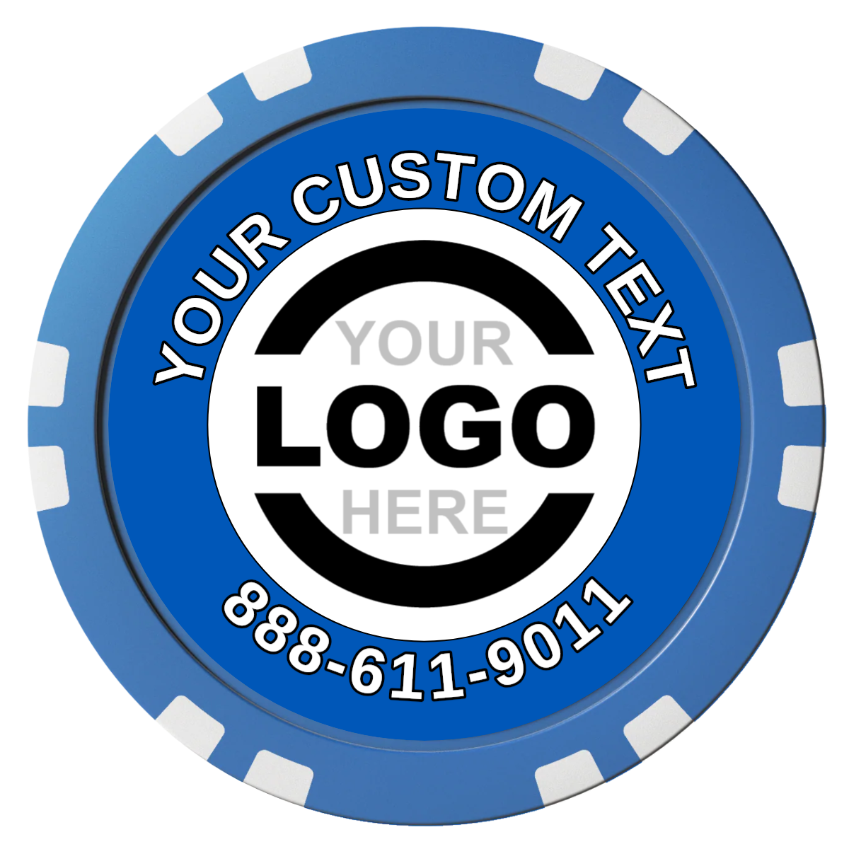 Branded Logo Composite Poker Chips - Blue / Double Stripe - Front
