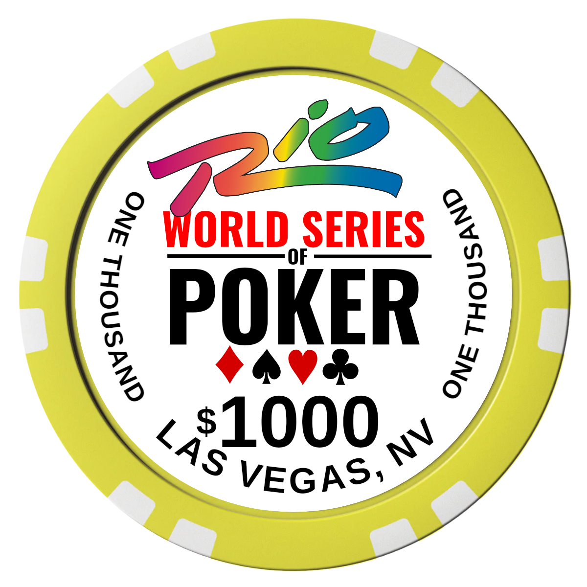 WSOP Composite Poker Chips - Yellow / Double Stripe - Front