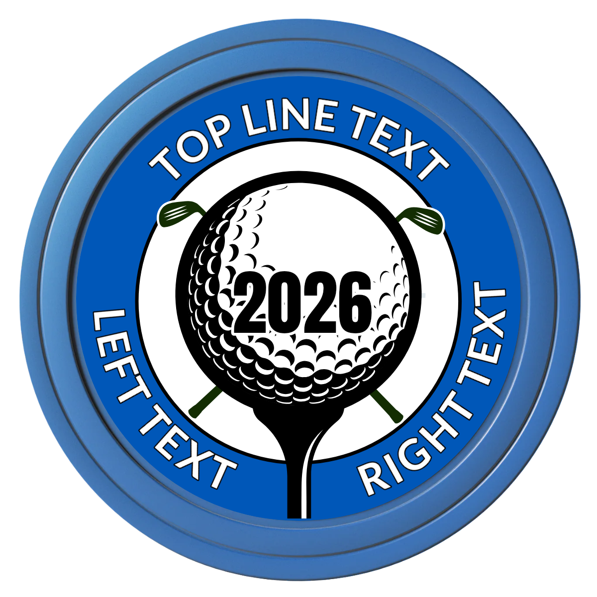 Tee it up Composite Poker Chips - Blue / Solid - Front