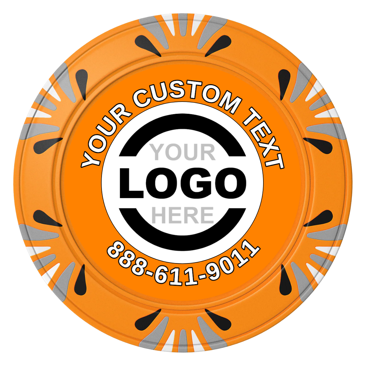 Branded Logo Clay Poker Chips - Orange / Macau / 40mm - Front