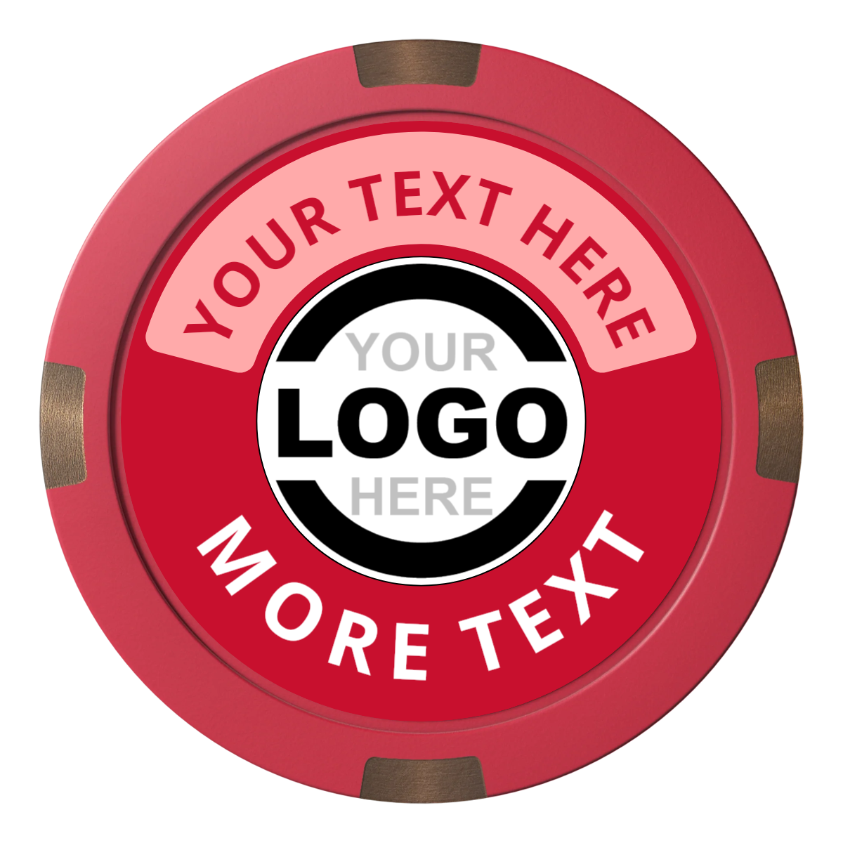 Two Tone Logo Composite & Metal Hybrid Poker Chips - Red - Back