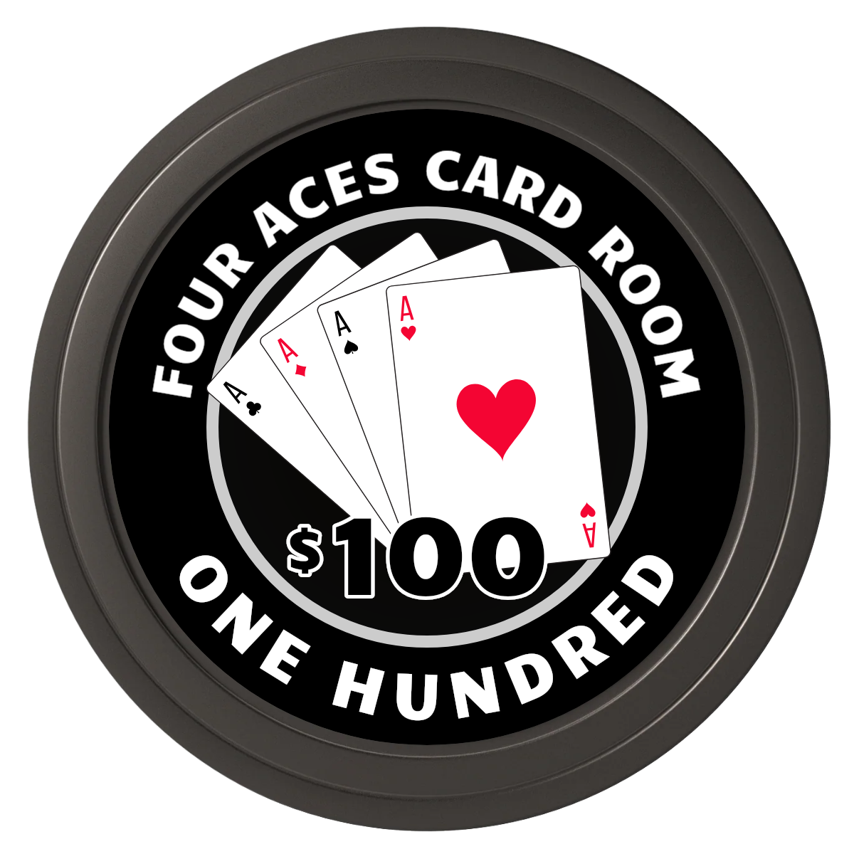4 Aces Poker Room Composite Poker Chips - Black / Solid - Front