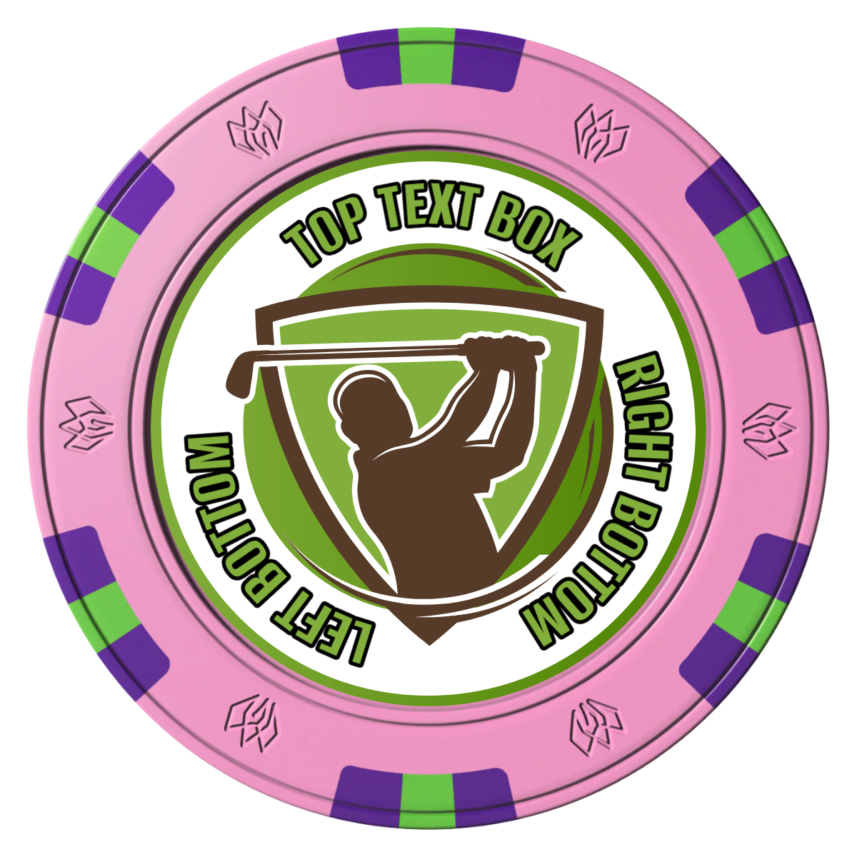 The Golfer Clay Poker Chips - Pink / 6 Spot Gem / 40mm - Front