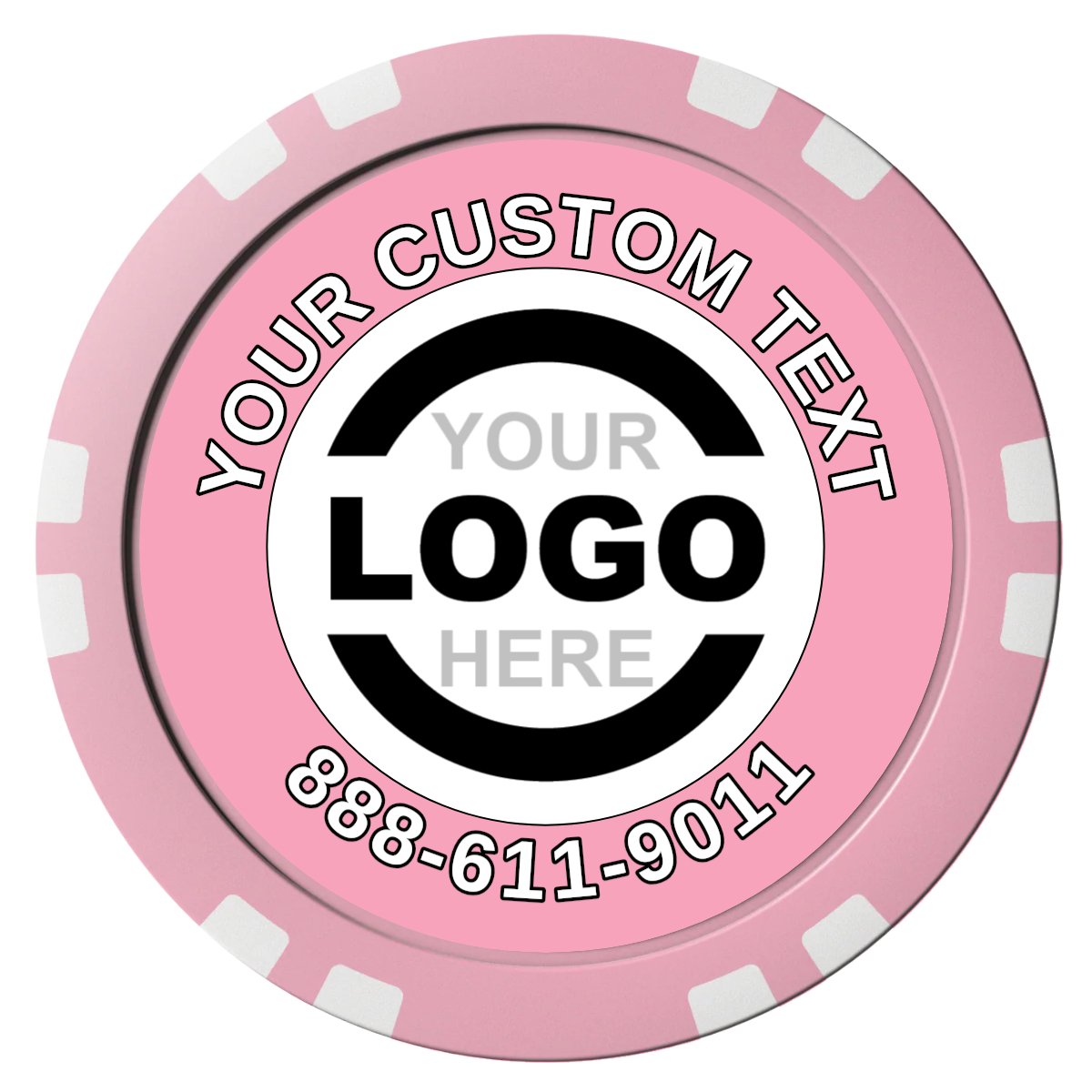 Branded Logo Composite Poker Chips - Pink / Double Stripe - Front