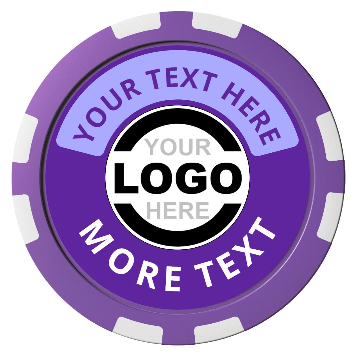 Two Tone Logo Composite Poker Chips - Purple / 8 Stripe - Front