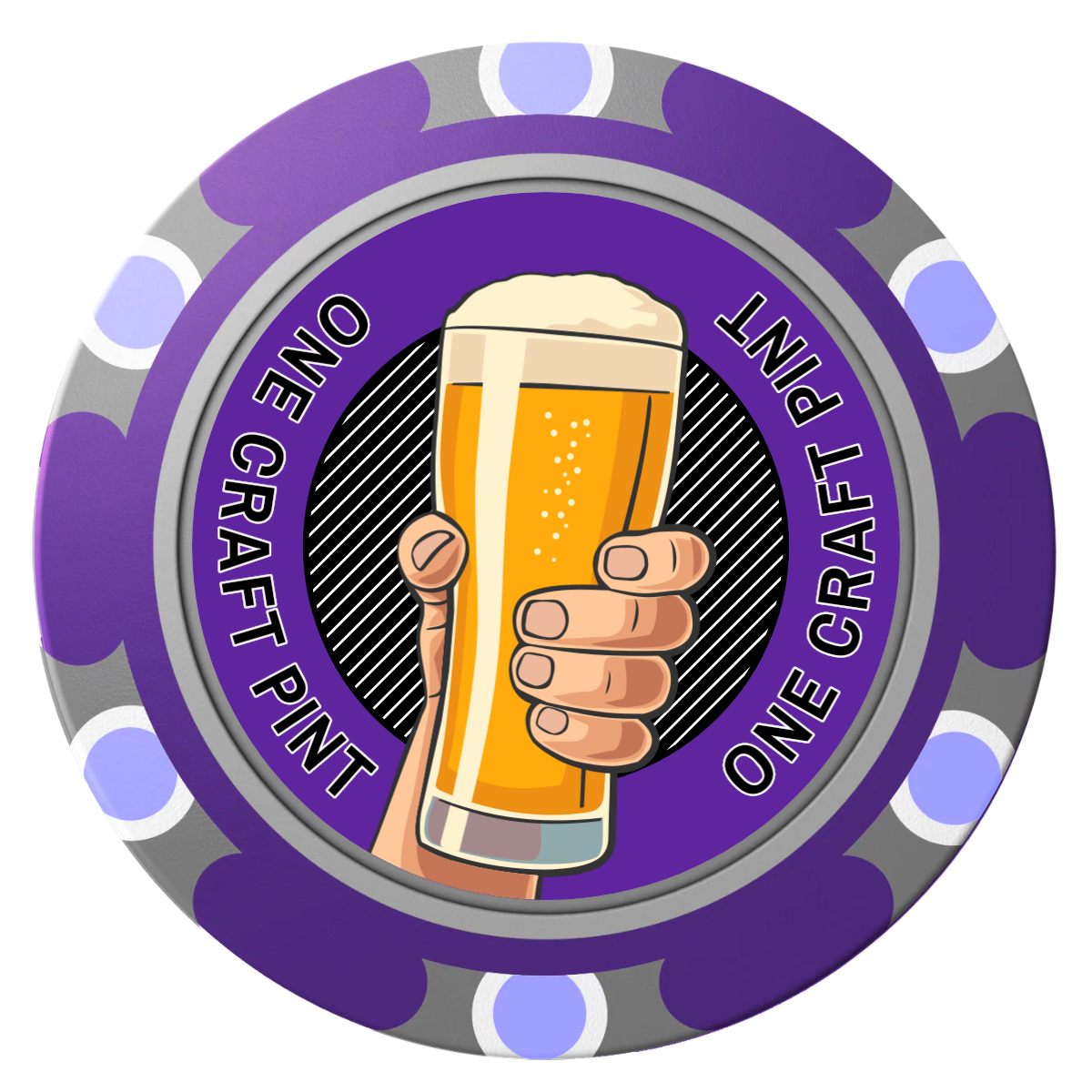 Drink On Us Clay Poker Chips - Purple / Monte Carlo / 40mm - Front