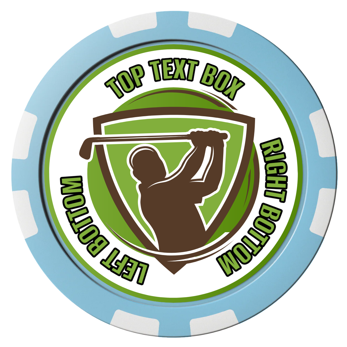 The Golfer Composite Poker Chips - Light Blue / 8 Stripe - Front