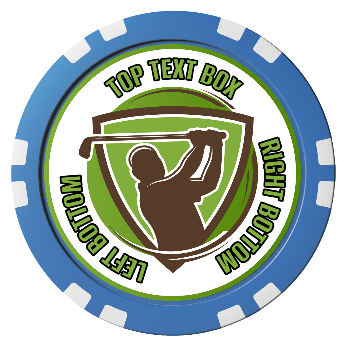 The Golfer Composite Poker Chips - Blue / Double Stripe - Front