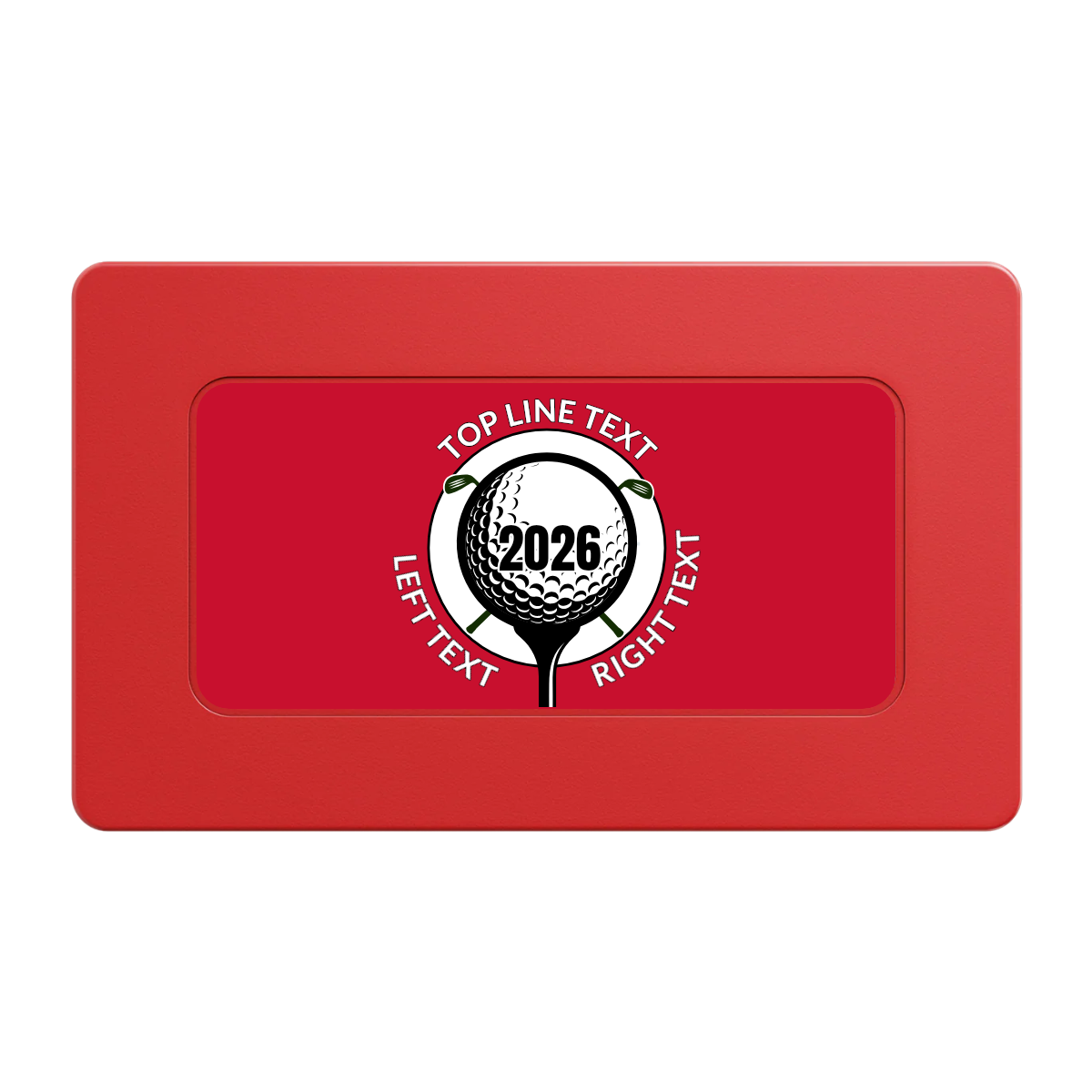 Tee it up Rectangular Poker Chip Plaques - Red - Back