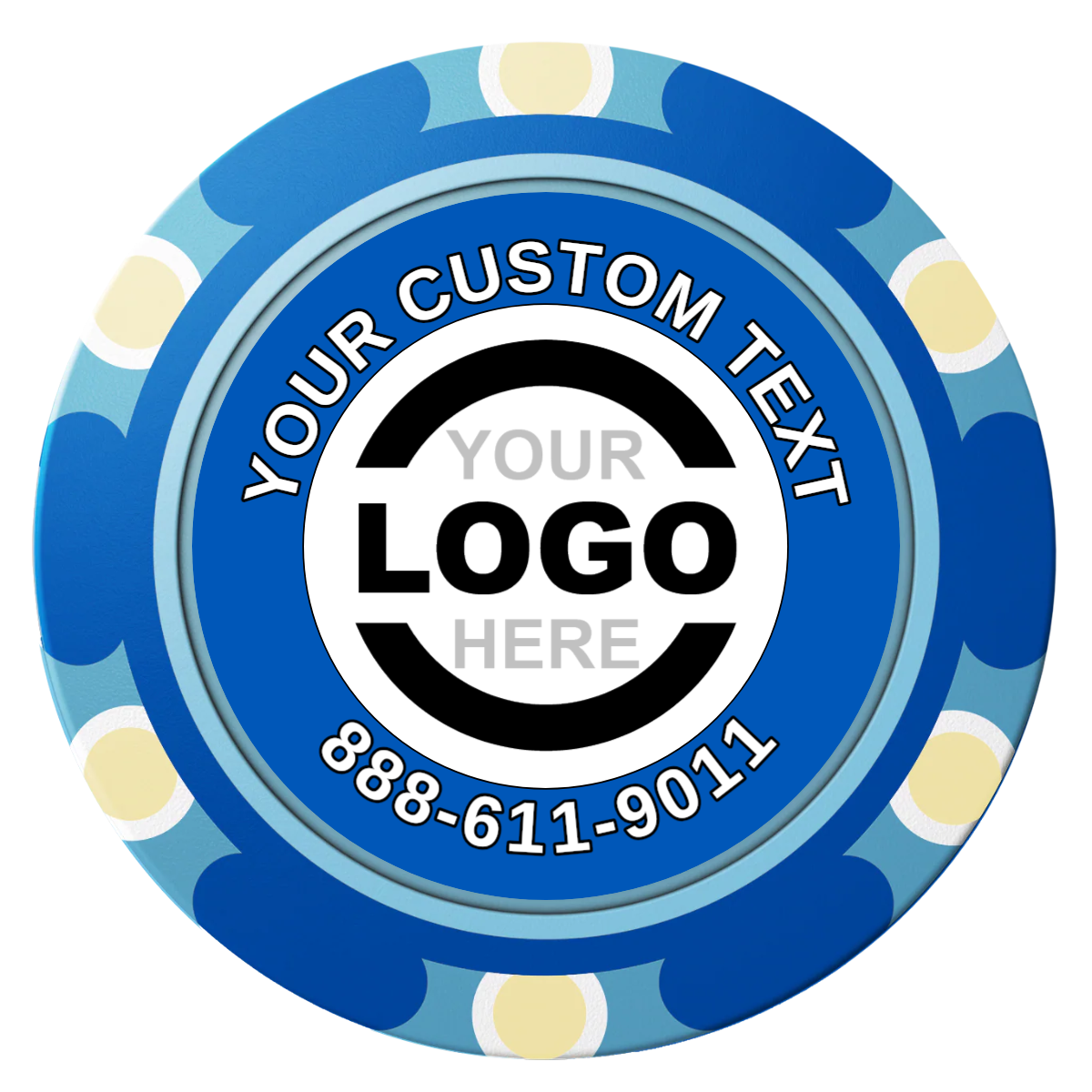 Branded Logo Clay Poker Chips - Blue / Monte Carlo / 40mm - Front