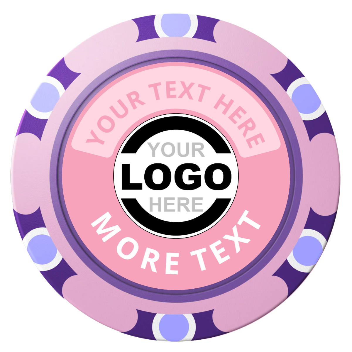 Two Tone Logo Clay Poker Chips - Pink / Monte Carlo / 40mm - Front