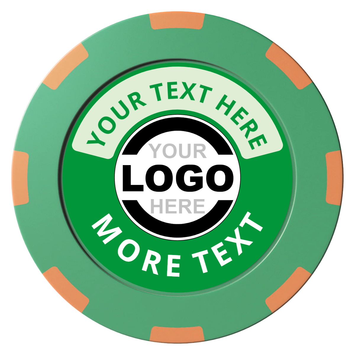 Two Tone Logo Clay Poker Chips - Green / 8 Spot (2 Tone) / 40mm - Front