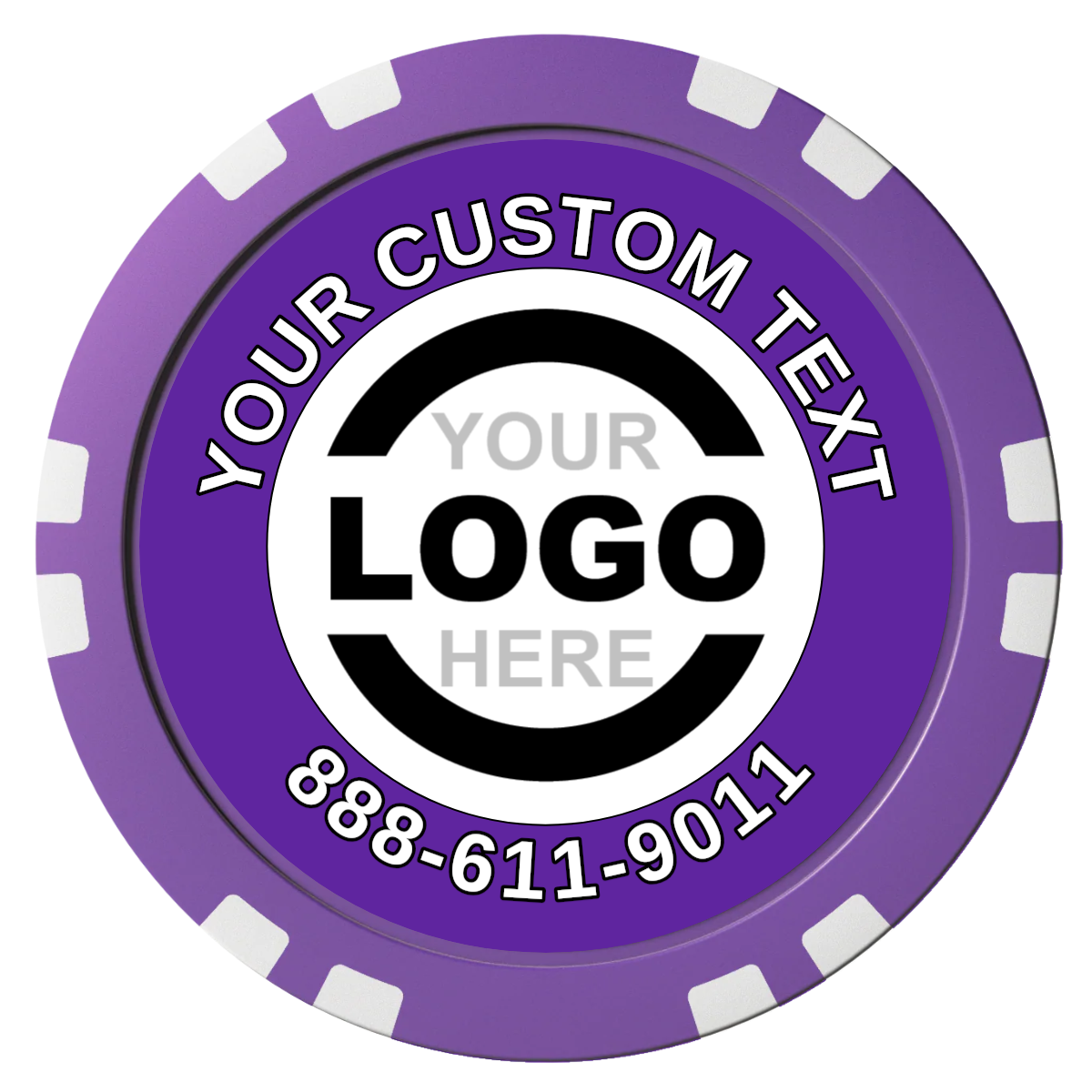 Branded Logo Composite Poker Chips - Purple / Double Stripe - Front