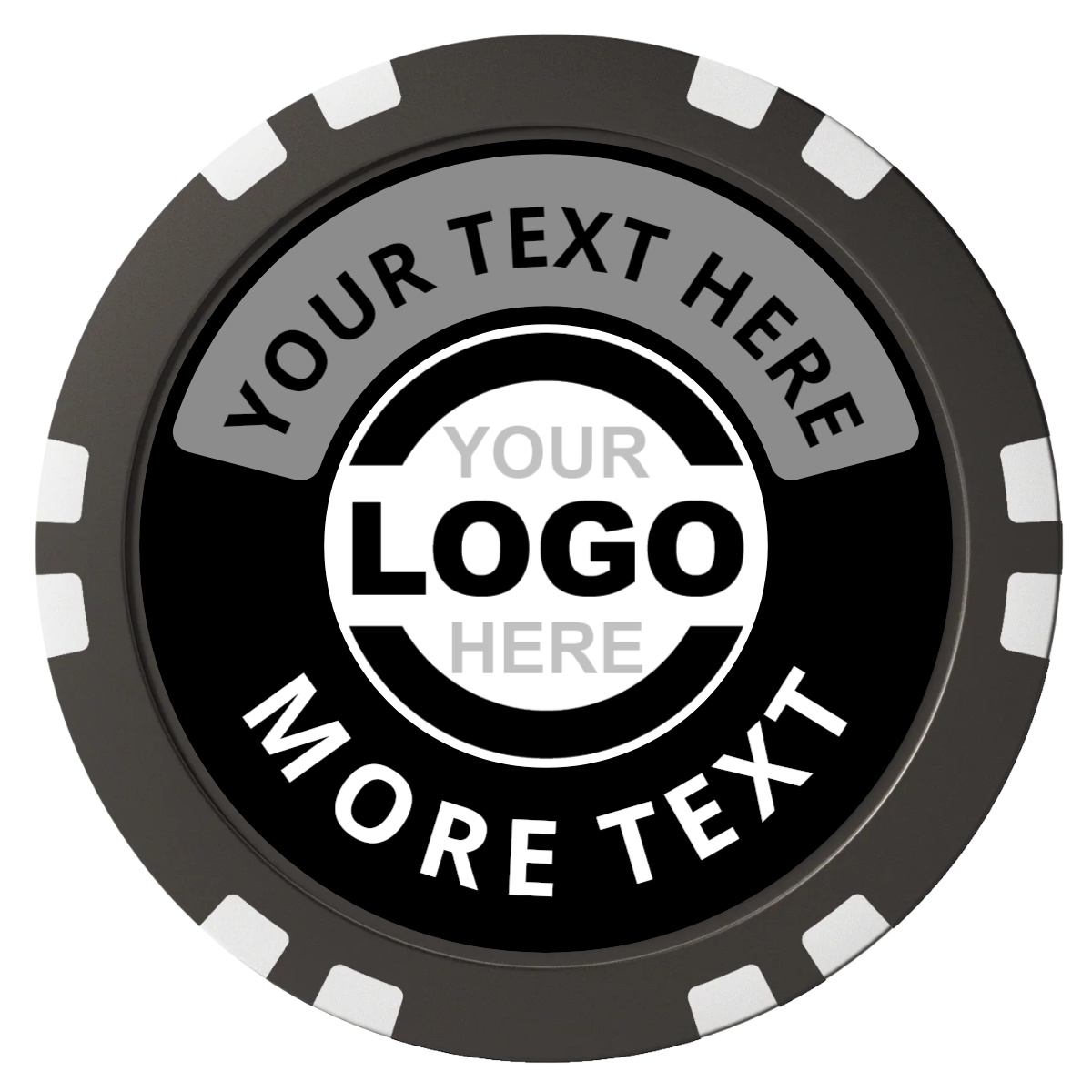 Two Tone Logo Composite Poker Chips - Black / Double Stripe - Front