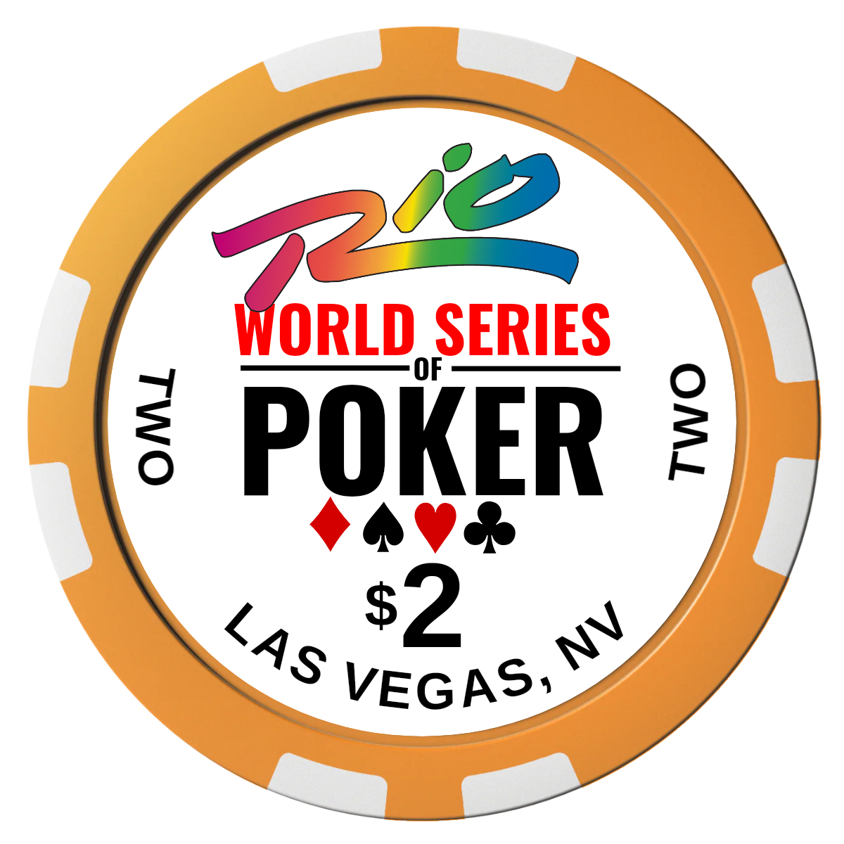 WSOP Composite Poker Chips - Orange / 8 Stripe - Front