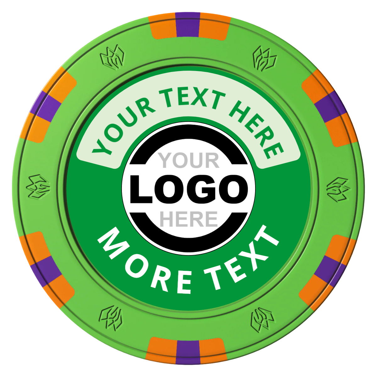 Two Tone Logo Clay Poker Chips - Green / 6 Spot Gem / 40mm - Front