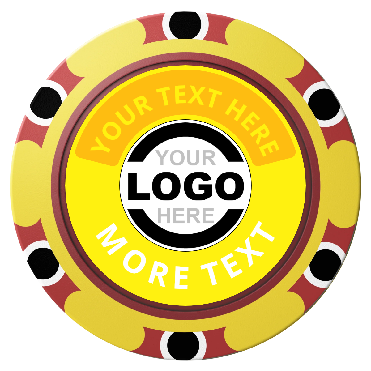 Two Tone Logo Clay Poker Chips - Yellow / Monte Carlo / 40mm - Front