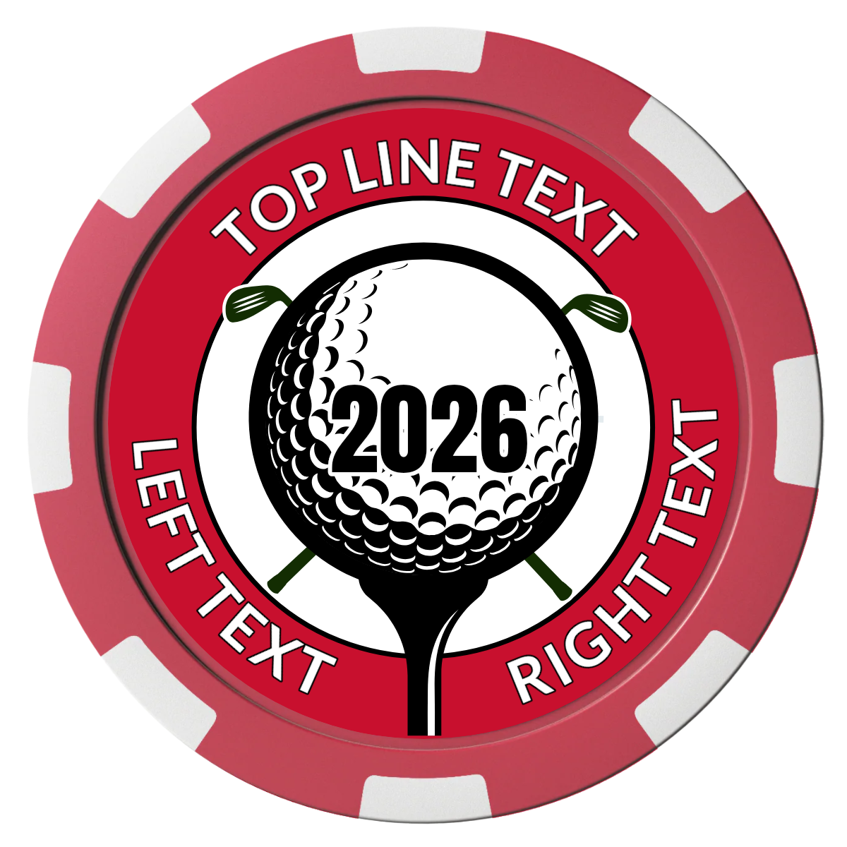 Tee it up Magnetic Composite Poker Chips - Red / 8 Spot - Front