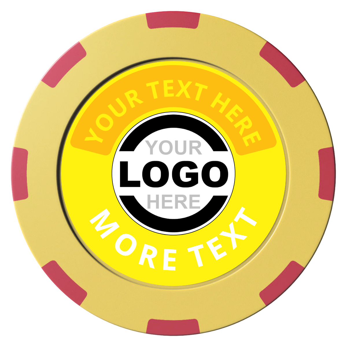 Two Tone Logo Clay Poker Chips - Yellow / 8 Spot (2 Tone) / 40mm - Front