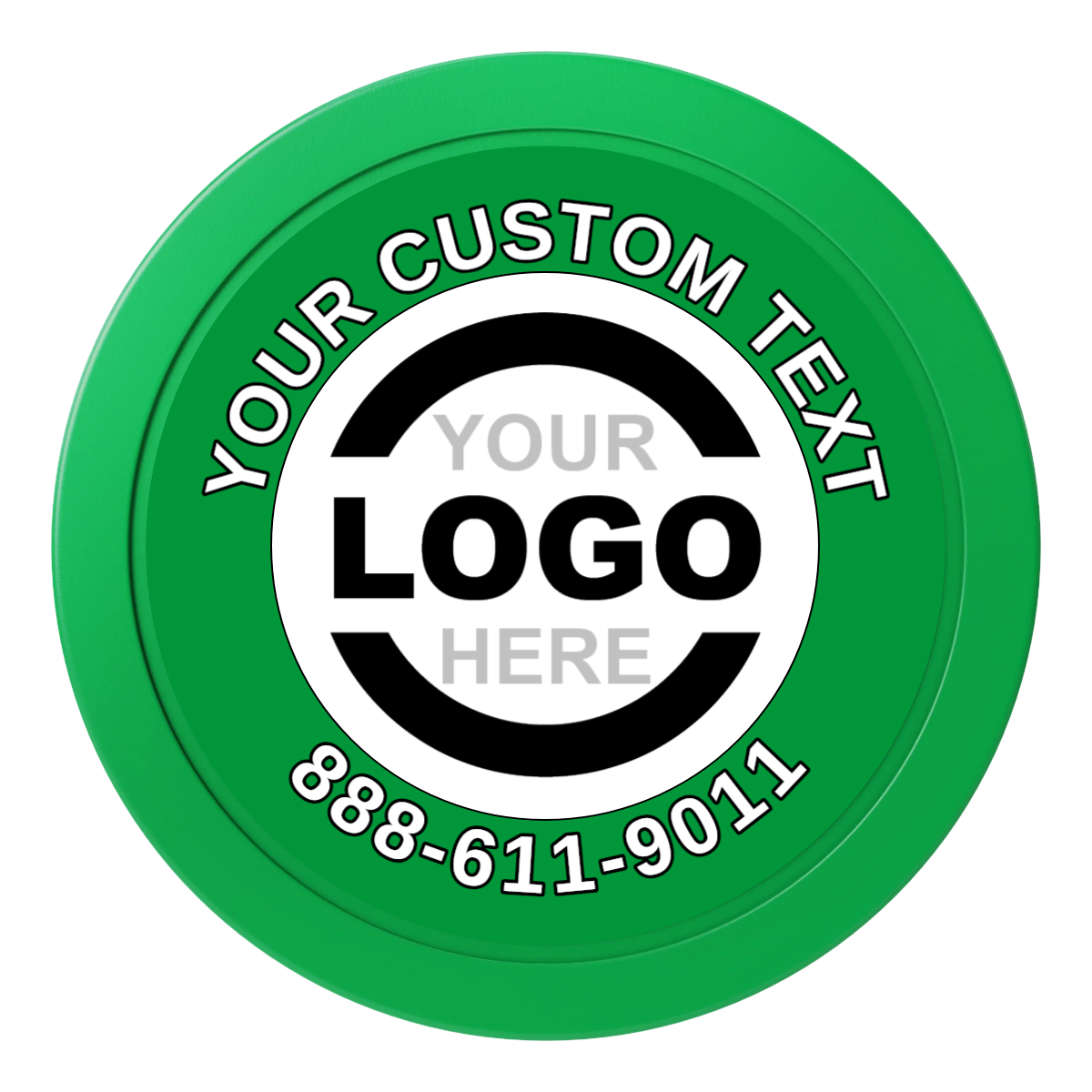 Branded Logo 2" Oversized Poker Chips - Green - Front