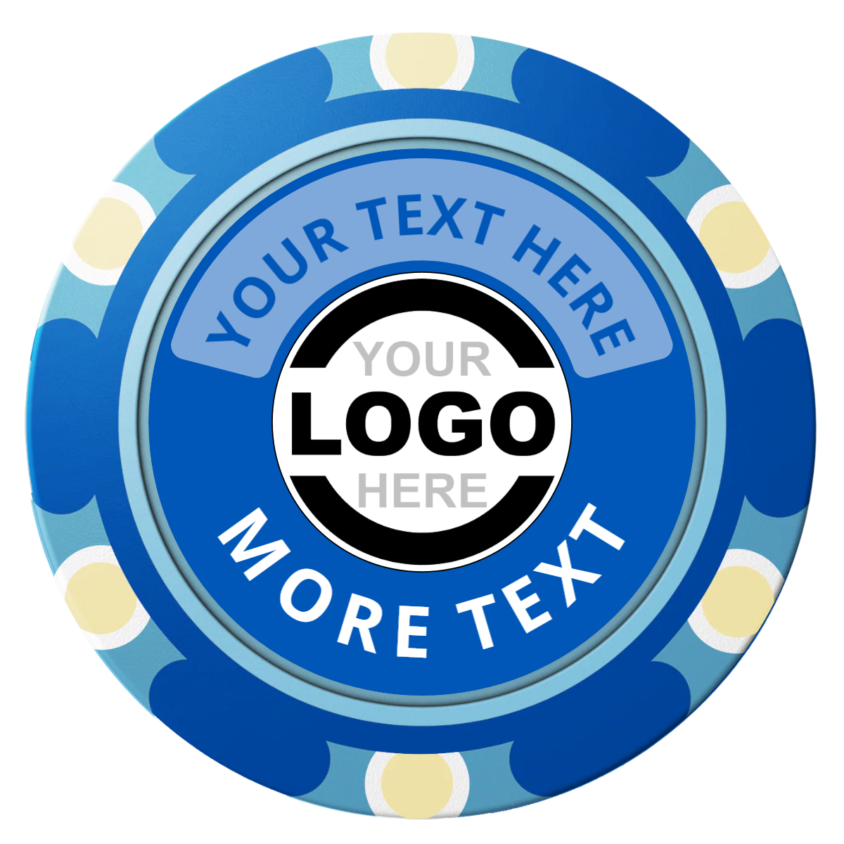 Two Tone Logo Clay Poker Chips - Blue / Monte Carlo / 40mm - Front