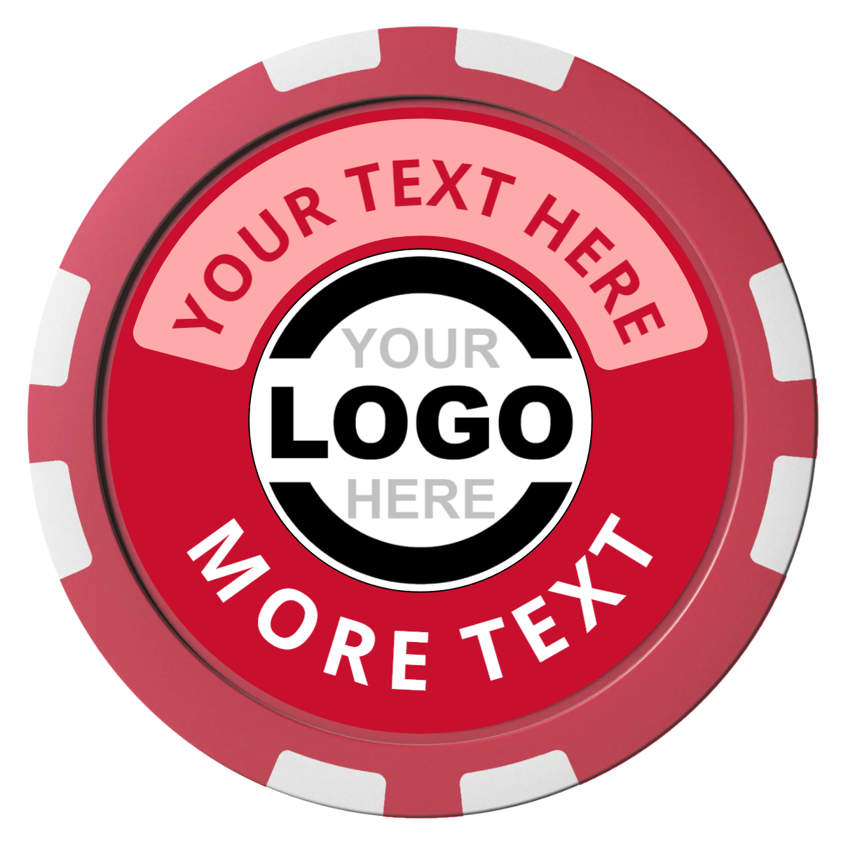 Two Tone Logo Composite Poker Chips - Red / 8 Stripe - Front