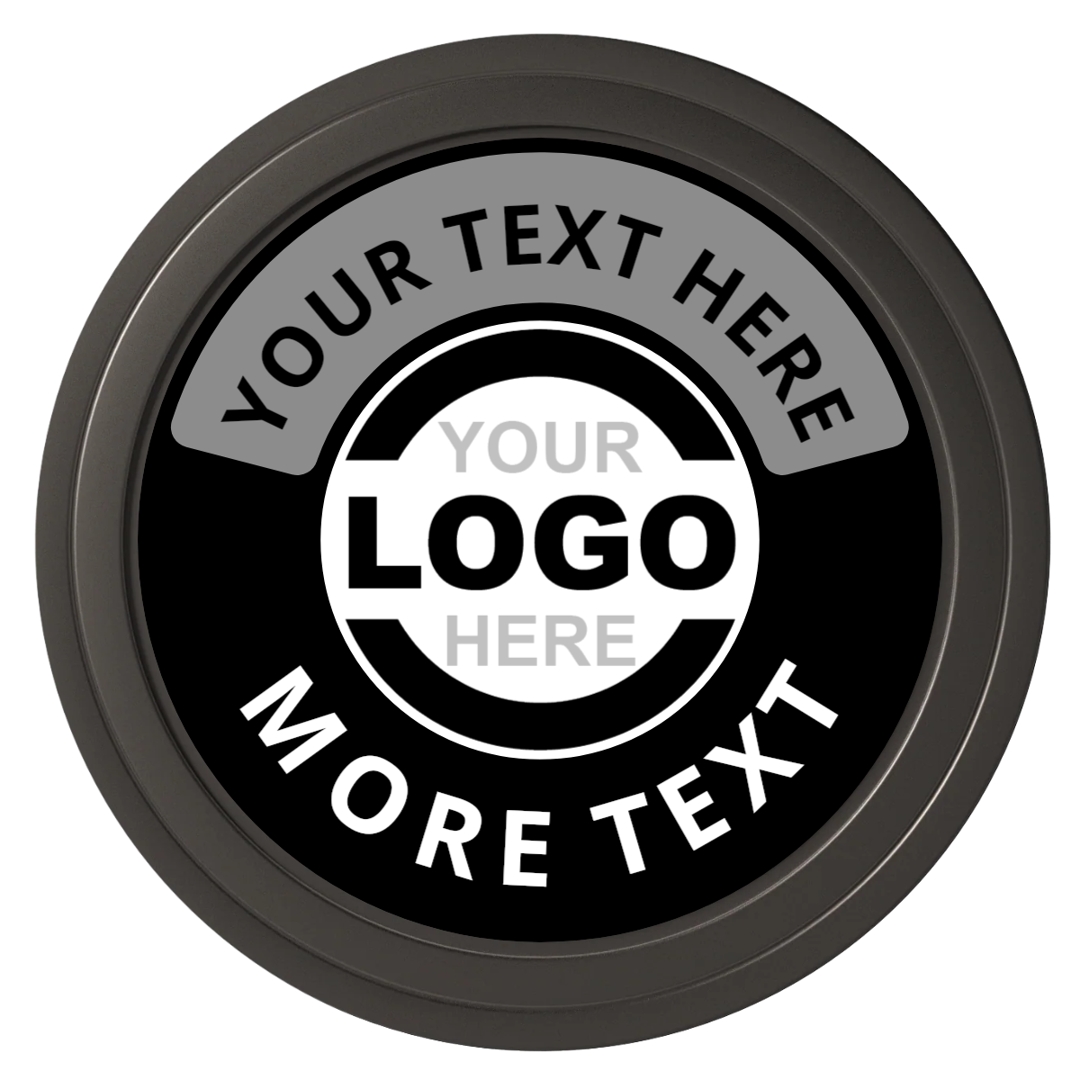 Two Tone Logo Composite Poker Chips - Black / Solid - Front