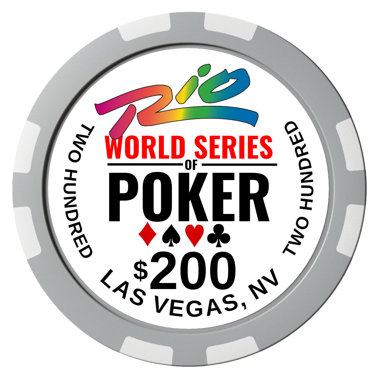 WSOP Composite Poker Chips - Gray / 8 Stripe - Front