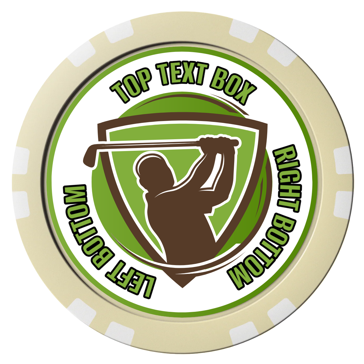 The Golfer Composite Poker Chips - Ivory / Double Stripe - Front