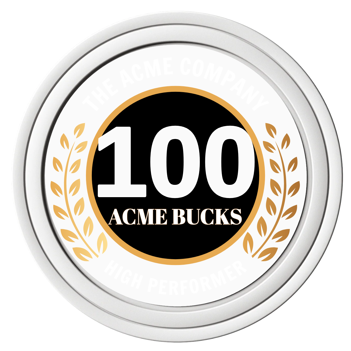 Achievement Wreath Composite Poker Chips - White / Solid - Front