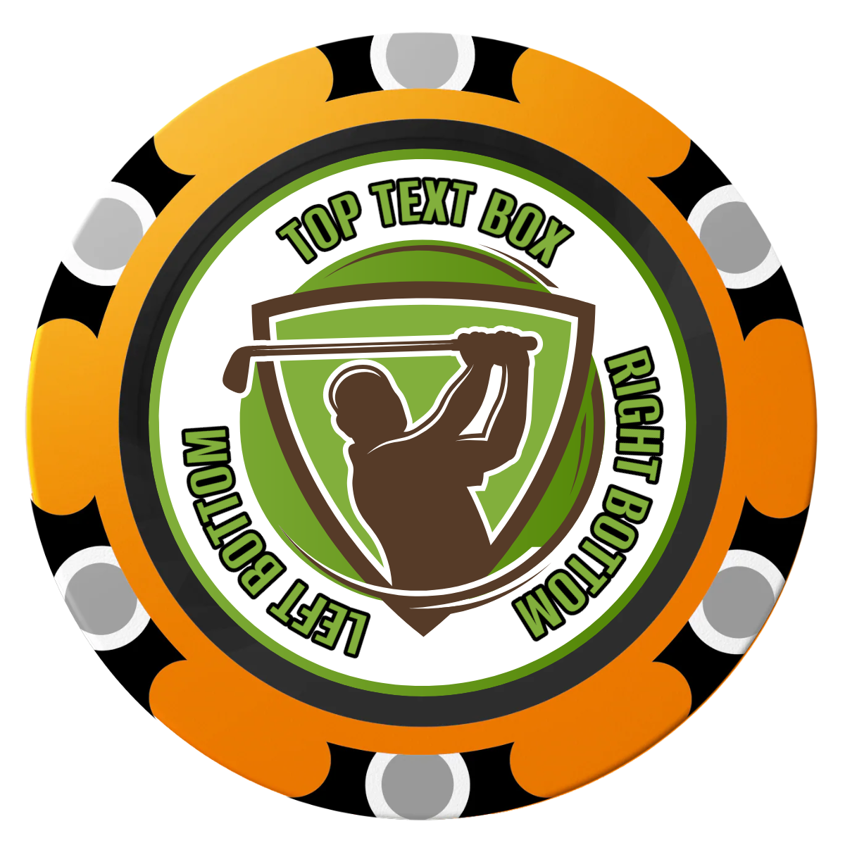 The Golfer Clay Poker Chips - Orange / Monte Carlo / 40mm - Front