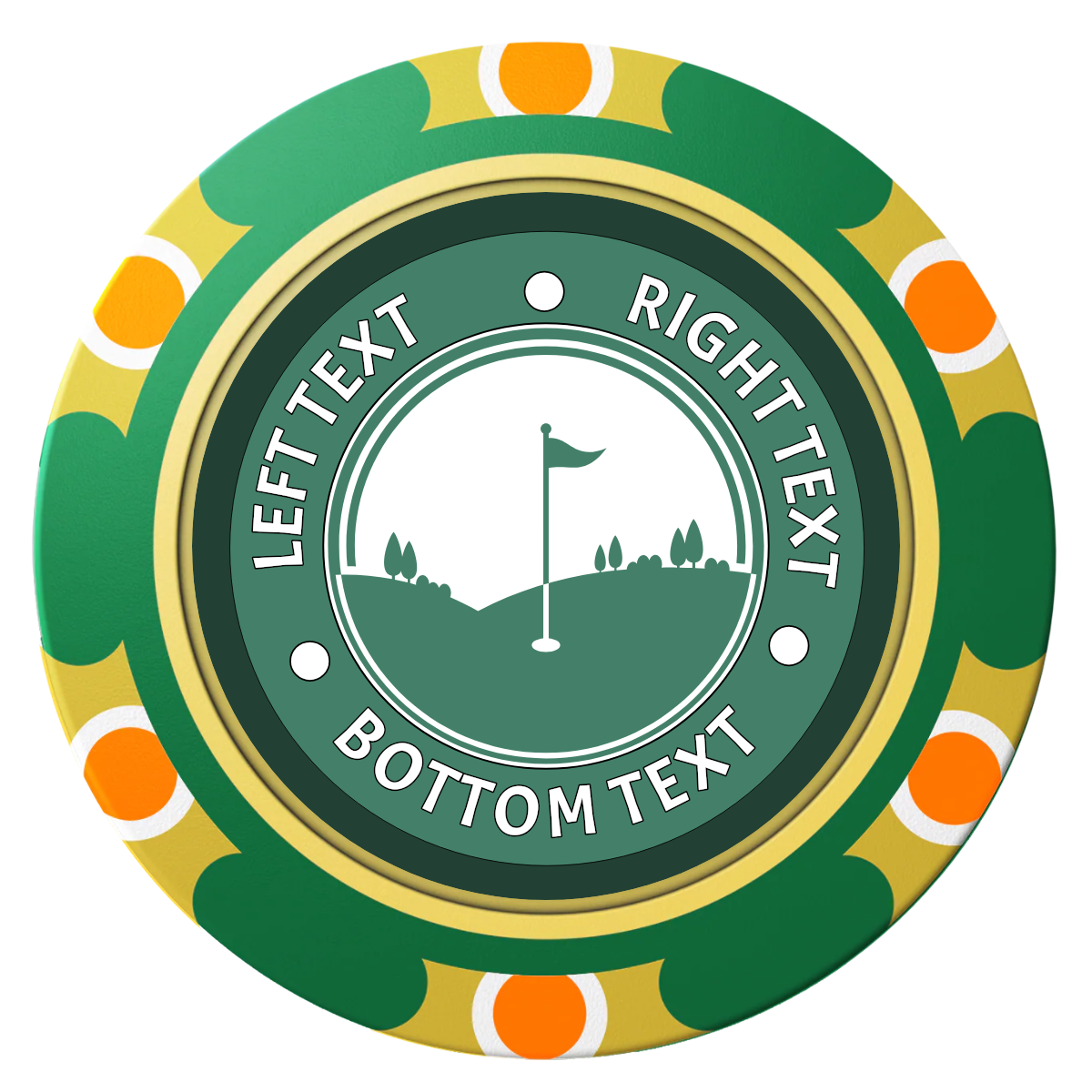 Country Club Golf Course Clay Poker Chips - Green / Monte Carlo / 40mm - Front