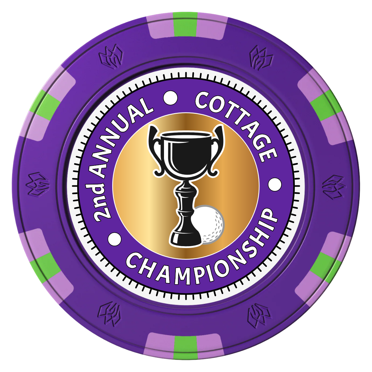 Club Champion Clay Poker Chips - Purple / 6 Spot Gem / 40mm - Front